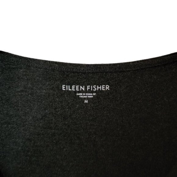 Eileen Fisher Beaded Charcoal Black Cowl Neck Top Tee size M Medium - Picture 7 of 10